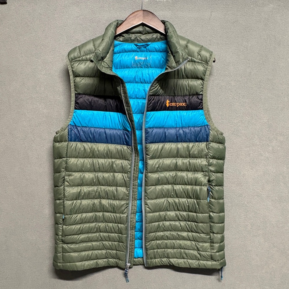 Cotopaxi Fuego Down Vest Mens Medium Green Blue Puffer Full Zip Insulated Jacket - Picture 4 of 14